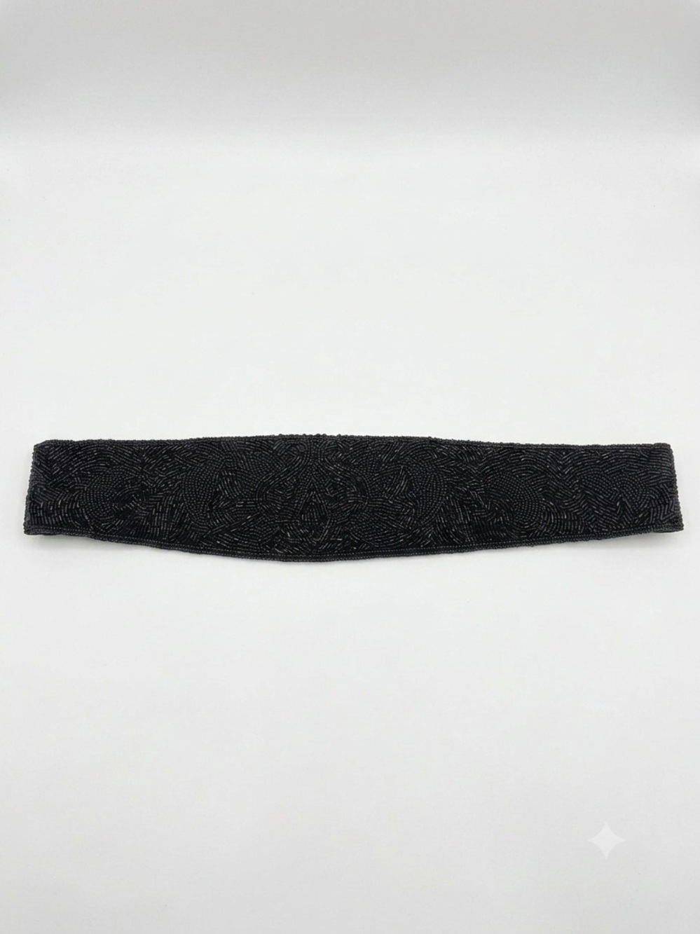 VTG Intricate Black Beaded Statement Belt Whimsygoth Coquette Floral Velcro Belt